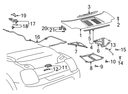 2005 Toyota MR2 Spyder Lever Sub-Assy, Engine Hood Lock Control Diagram for 69306-17051