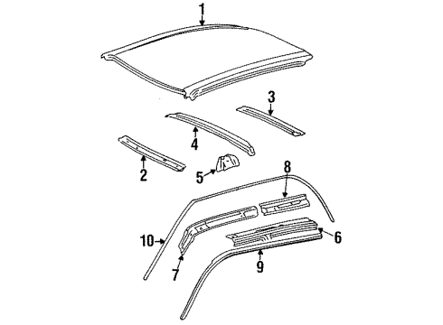 1997 Toyota Tercel Roof & Components, Exterior Trim, Body Diagram 2 - Thumbnail