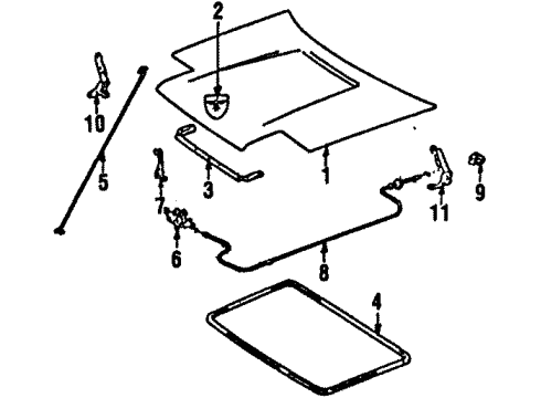 1987 Toyota MR2 Hood & Components, Body Diagram