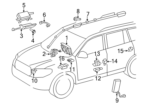 2009 Toyota Highlander Sensor, Air Bag, Front LH Diagram for 89173-39375