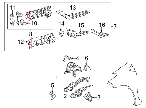 2017 Toyota Yaris Structural Components & Rails Diagram