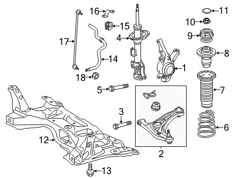 2013 Toyota Prius C Front Suspension Components, Lower Control Arm, Stabilizer Bar Diagram