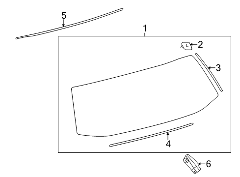 2015 Toyota Prius V Lift Gate - Glass & Hardware Diagram