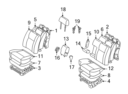 1999 Toyota Tacoma Front Seat Components Diagram 2 - Thumbnail