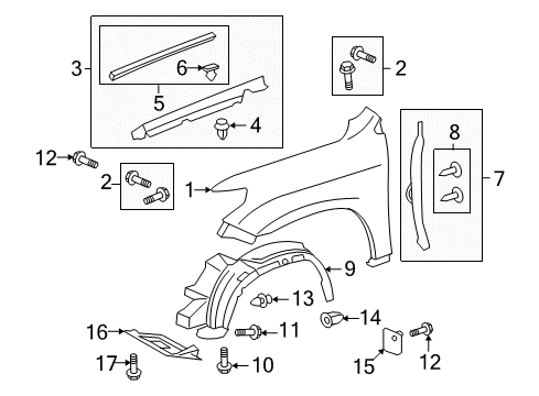 2008 Toyota Land Cruiser Fender & Components Diagram