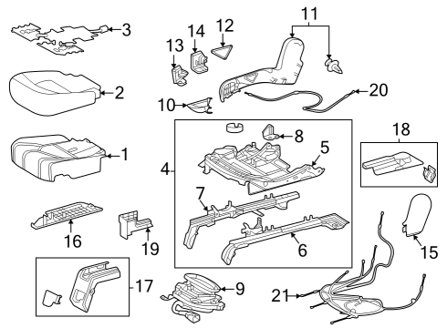 2024 Toyota Grand Highlander Bracket, Fr Inn Seat Diagram for 72133-0E020