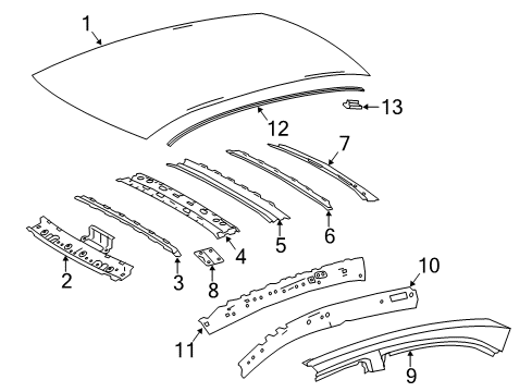 2019 Toyota Corolla Roof & Components, Exterior Trim Diagram 2 - Thumbnail