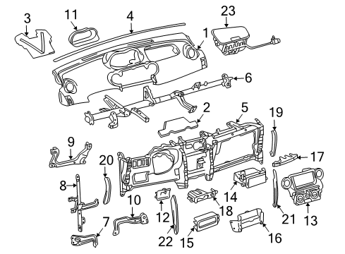 2004 Scion xA Cover, Instrument, Lower Center Diagram for 55479-52010