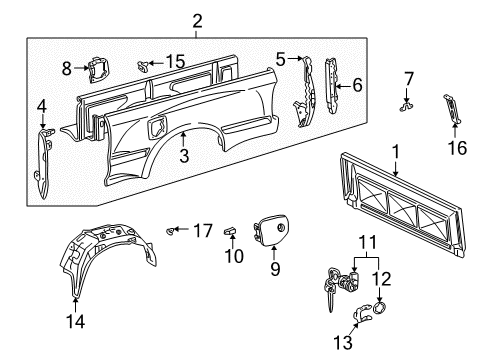 2001 Toyota Tacoma Outer Panel, Driver Side Diagram for 65817-04080