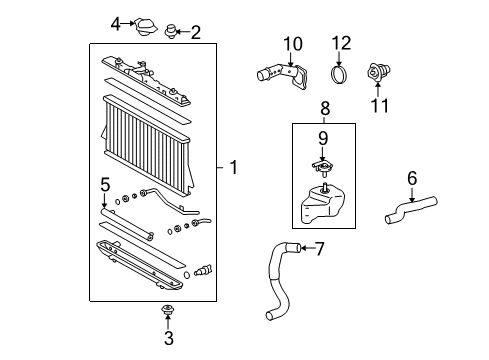 2009 Toyota Venza Radiator Assembly, Mvp Diagram for 16410-AZ054