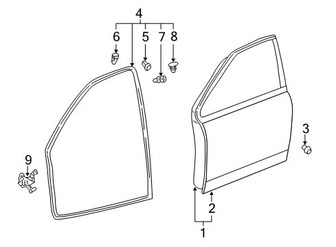 2004 Scion xA Weatherstrip, Front Door, RH Diagram for 67861-52080