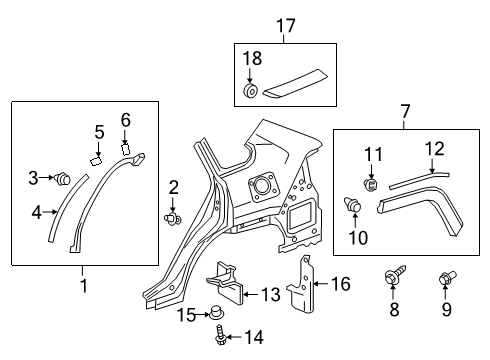 2020 Toyota RAV4 Upper Molding, Gray, Driver Side Diagram for 62792-0R010