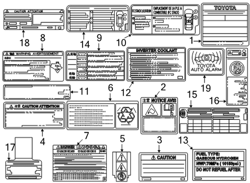 2018 Toyota Mirai Information Labels Diagram