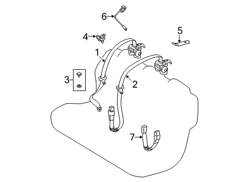 2012 Toyota Corolla Belt Assy, Rear Seat, Outer Diagram for 73360-12830-B1