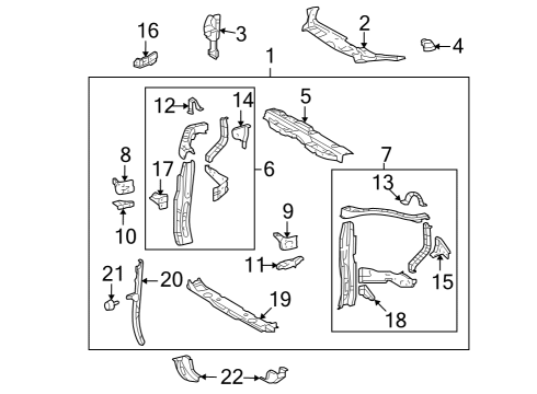 2008 Toyota Highlander Support Sub-Assy, Radiator, LH Diagram for 53203-48060