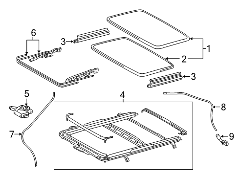 Grommet, Sliding Roof Drain Diagram for 63669-06030