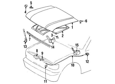 1992 Toyota Land Cruiser Hood & Components, Body Diagram