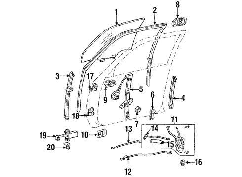 1995 Toyota Camry Hinge Assy, Front Door, Upper LH Diagram for 68720-32050