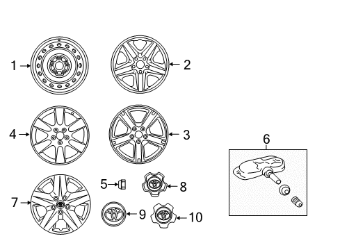 2012 Toyota RAV4 Wheels, Covers & Trim Diagram