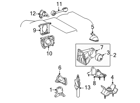 2002 Toyota Avalon Engine & Trans Mounting Diagram