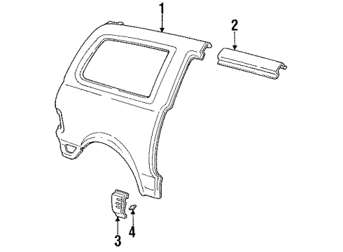 1996 Toyota Previa Side Panel & Components, Exterior Trim Diagram