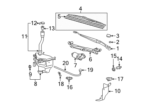 2005 Toyota 4Runner Wiper & Washer Components Diagram 2 - Thumbnail