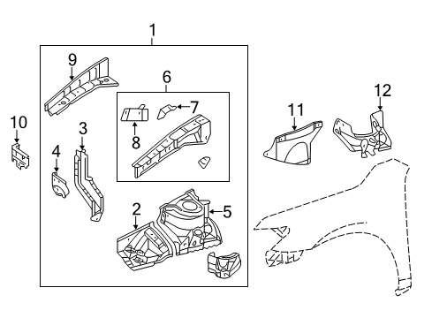 2011 Toyota Camry Structural Components & Rails Diagram 2 - Thumbnail