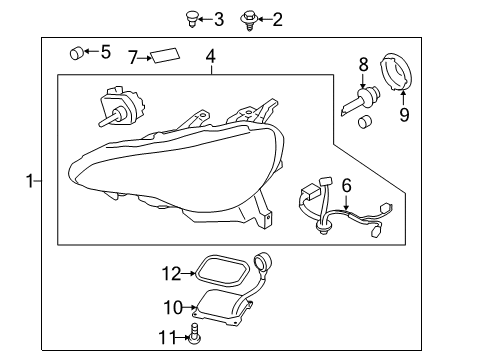 2014 Scion FR-S Passenger Side Headlamp Unit Assembly Diagram for SU003-05159