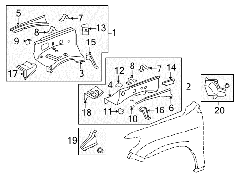 2019 Toyota Land Cruiser Packing, Front Fender Apron Trim Diagram for 53784-60100