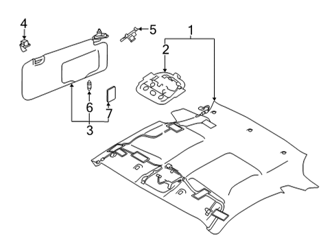 2023 Toyota GR86 Interior Trim - Roof Diagram