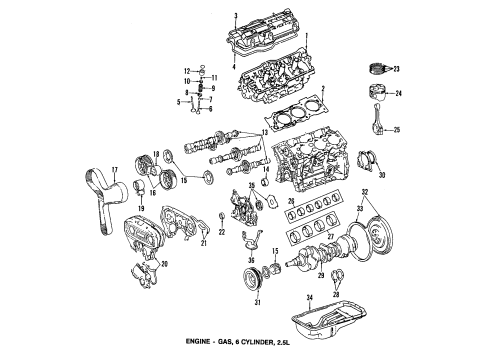 1990 Toyota Camry Engine Parts, Mounts, Cylinder Head & Valves, Camshaft & Timing, Crankshaft & Bearings, Pistons, Rings & Bearings Diagram