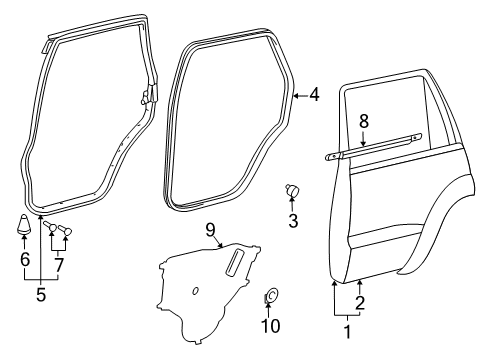 2009 Toyota Land Cruiser Rear Door, Body Diagram