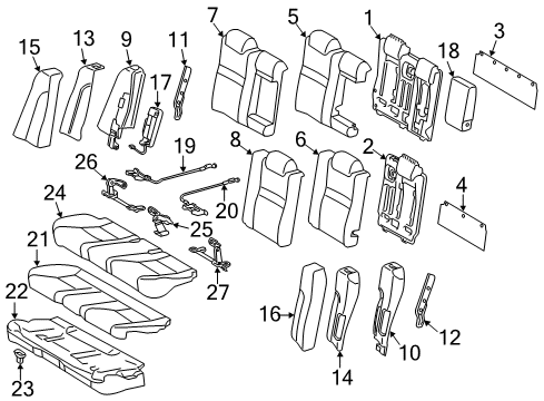 2014 Toyota Camry Rear Seat Components Diagram