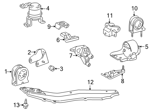 1996 Toyota RAV4 Engine & Trans Mounting Diagram