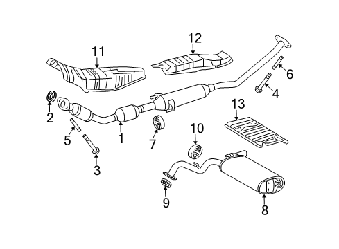 2012 Toyota Matrix Exhaust Components Diagram 1 - Thumbnail