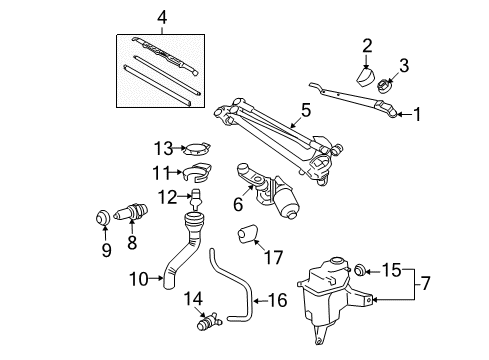 2012 Toyota RAV4 Windshield - Wiper & Washer Components Diagram