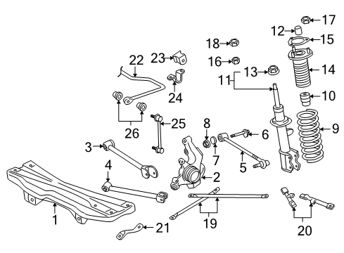 2005 Toyota MR2 Spyder Rear Suspension, Control Arm Diagram 1 - Thumbnail