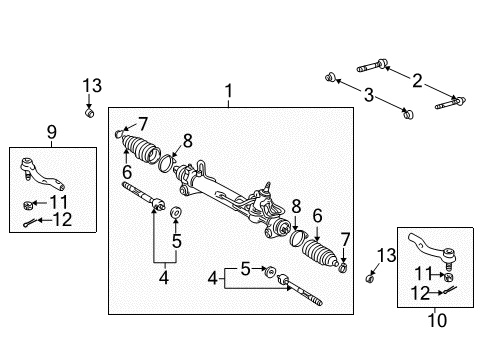 2003 Toyota Highlander Steering Rack End Sub-Assembly Diagram for 45503-49085