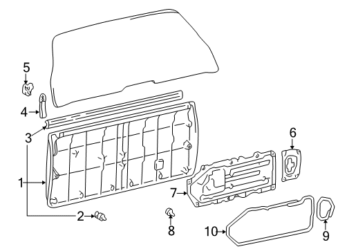 1996 Toyota 4Runner Panel Assy, Back Door Trim Diagram for 64780-35010-E0