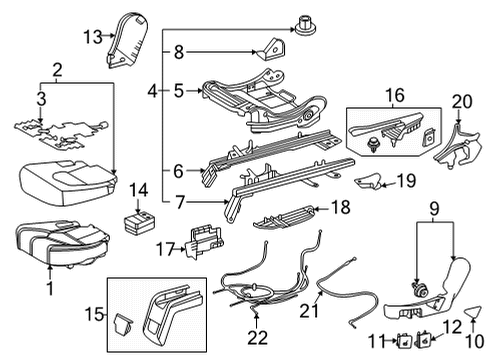 2022 Toyota Highlander Cushion Cover, Gray, Driver Side Diagram for 71076-0E710-E0