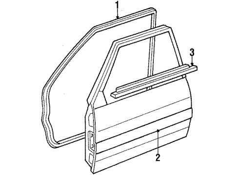 1988 Toyota Corolla Door & Components, Exterior Trim Diagram