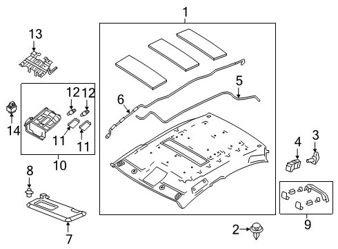 2020 Toyota Yaris Interior Trim - Roof Diagram