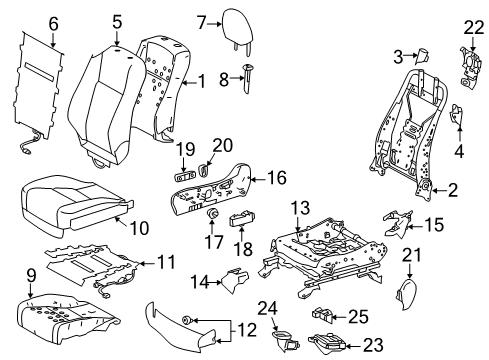 2019 Toyota Highlander Front Seat Cover Sub-Assembly Diagram for 71071-0E492-C4