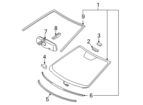 2008 Toyota Camry Windshield Glass, Reveal Moldings Diagram