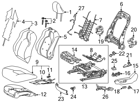 2020 Toyota Camry Driver Seat Components Diagram