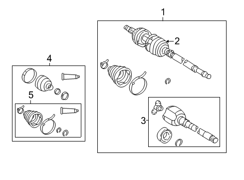 2003 Toyota Matrix Shaft Assembly Front Drive Outboard Joint Right Diagram for 43460-19885