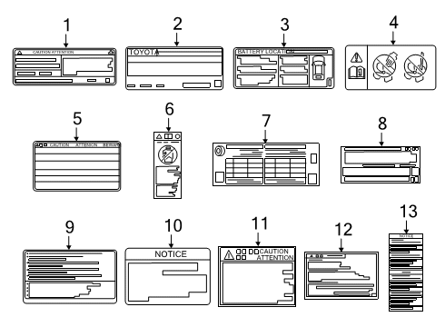 2020 Toyota Prius Emission Label Diagram for 11298-37A10