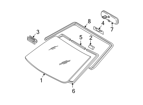 2006 Scion tC Glass, Windshield Diagram for 56111-21190