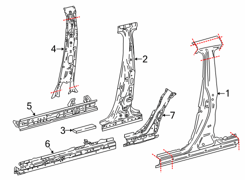 2019 Toyota C-HR Reinforcement Sub-As Diagram for 61038-10051