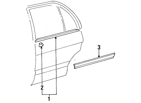 1996 Toyota Tercel Moulding, Rear Door, Outside LH Diagram for 75742-16500-B0